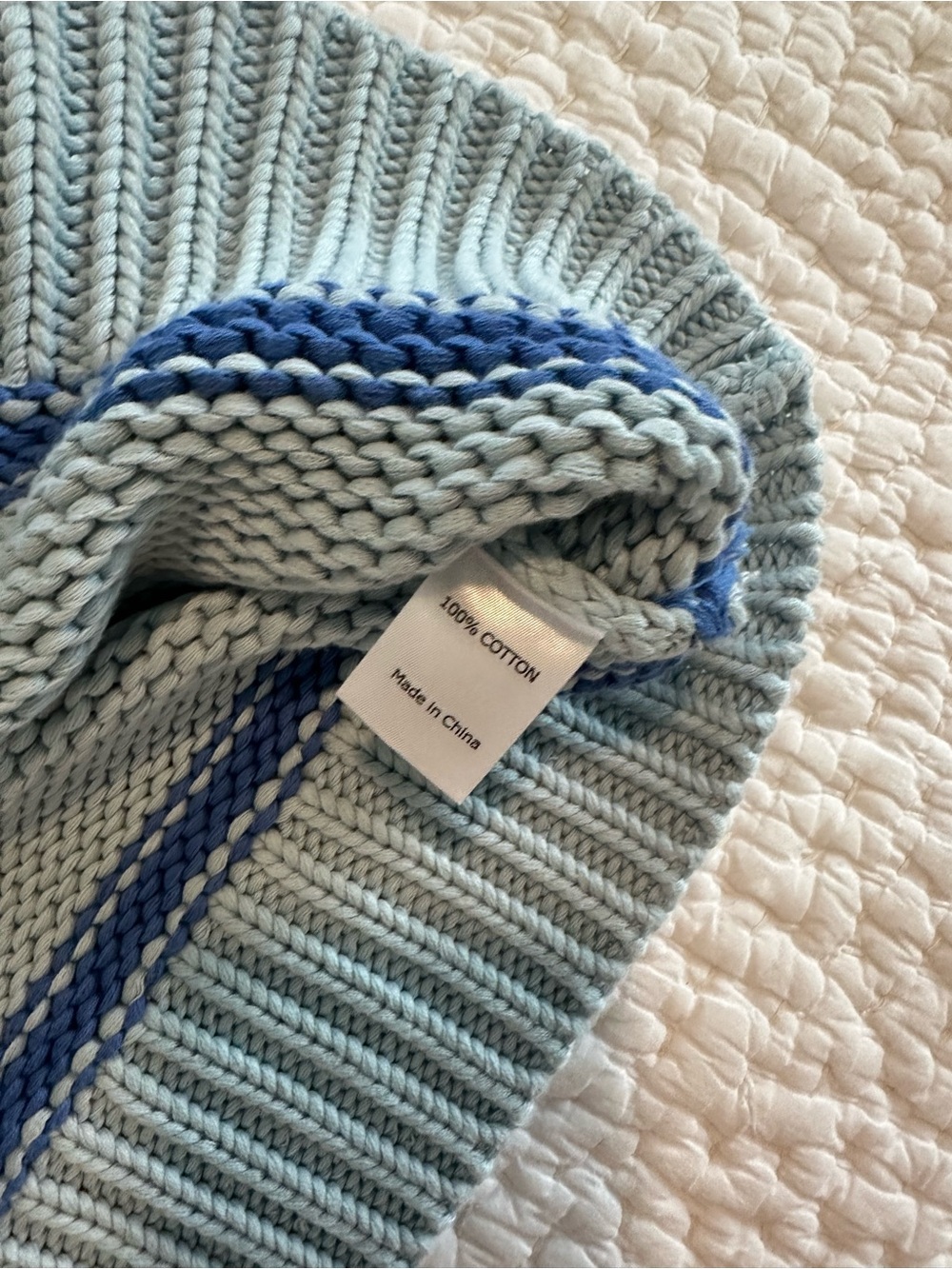 La Ligne Light Blue Striped cotton roll neck Sweater - Picture 3 of 4